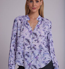 Bella Dahl Shirred Button Up Blouse - Lilac Floret Print