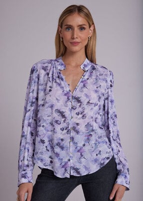 Bella Dahl Shirred Button Up Blouse - Lilac Floret Print