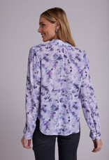 Bella Dahl Shirred Button Up Blouse - Lilac Floret Print