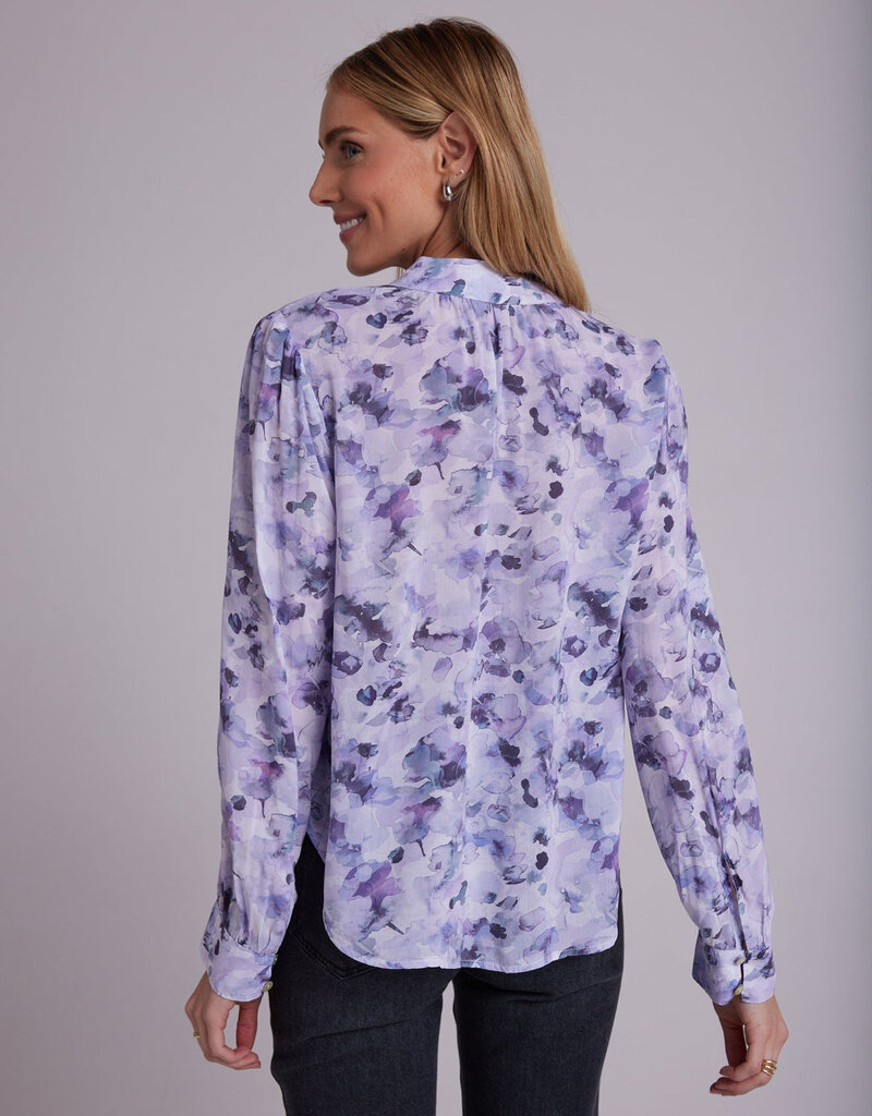 Bella Dahl Shirred Button Up Blouse - Lilac Floret Print