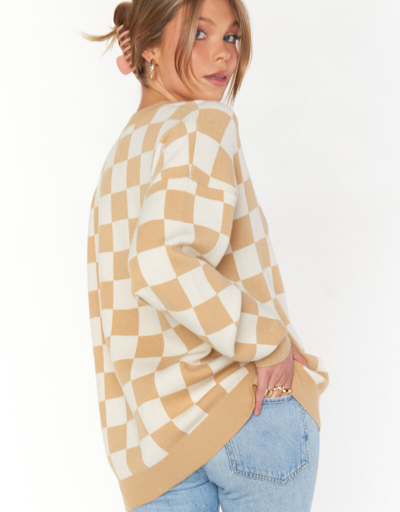 Show Me Your Mumu Scout Sweater - Tan Checkered Knit