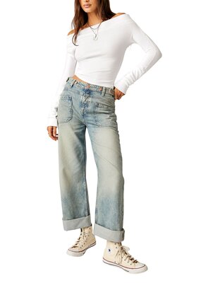 Free People Palmer Cuffed Jean - La La Land