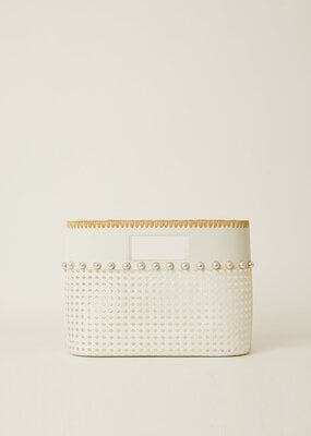 BTB Los Angeles Ellie Small Pearl Tote - Ivory Natural