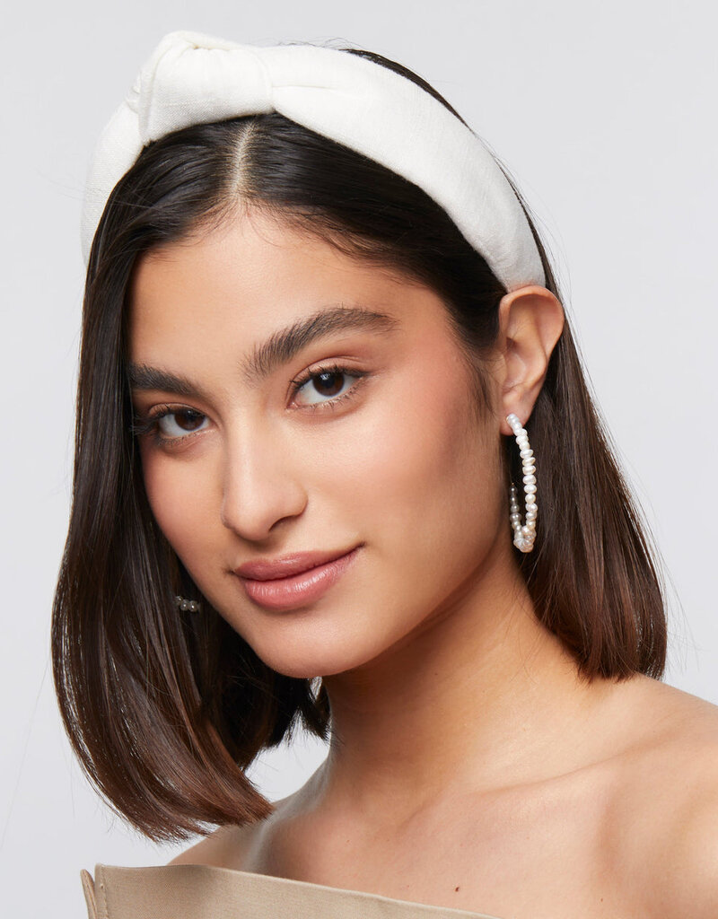 Linen Knotted Headband - White