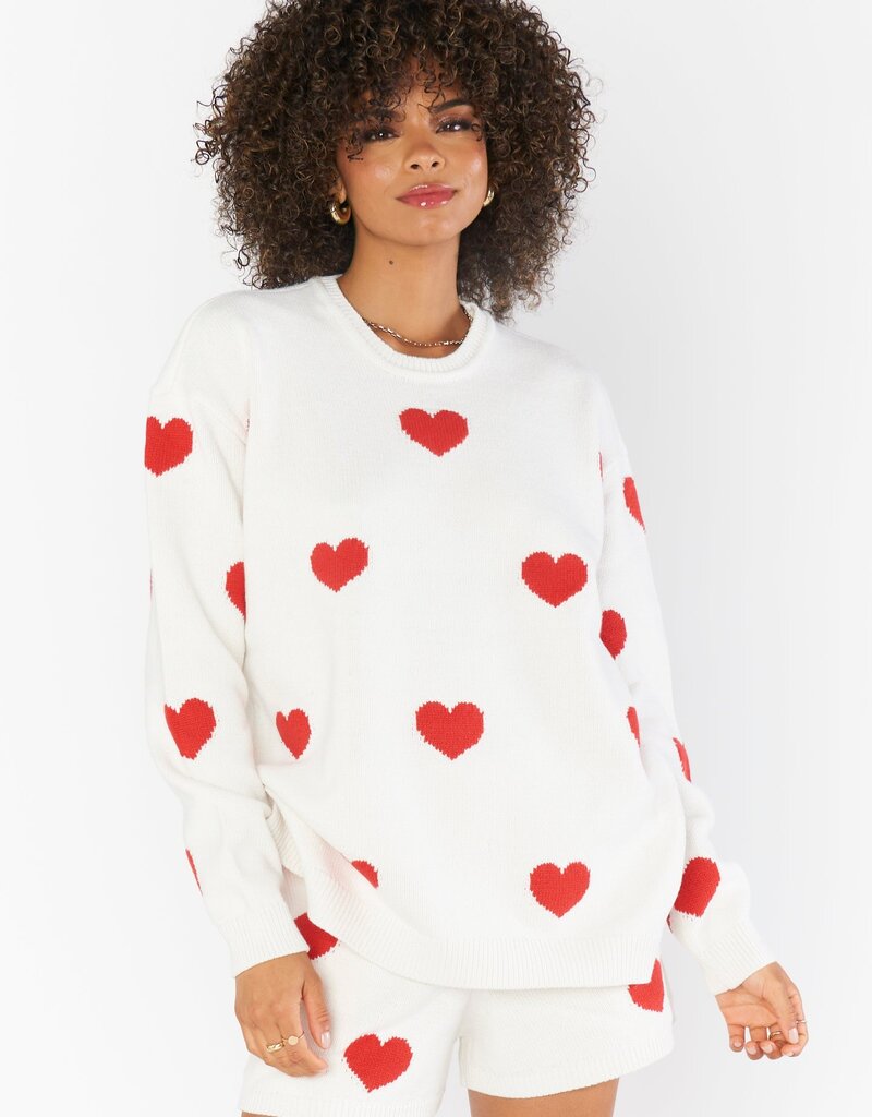 Show Me Your Mumu Go To Sweater - Tossed Heart Knit Red