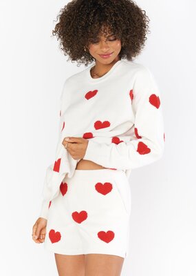 Show Me Your Mumu Boardwalk Short - Tossed Heart Knit Red