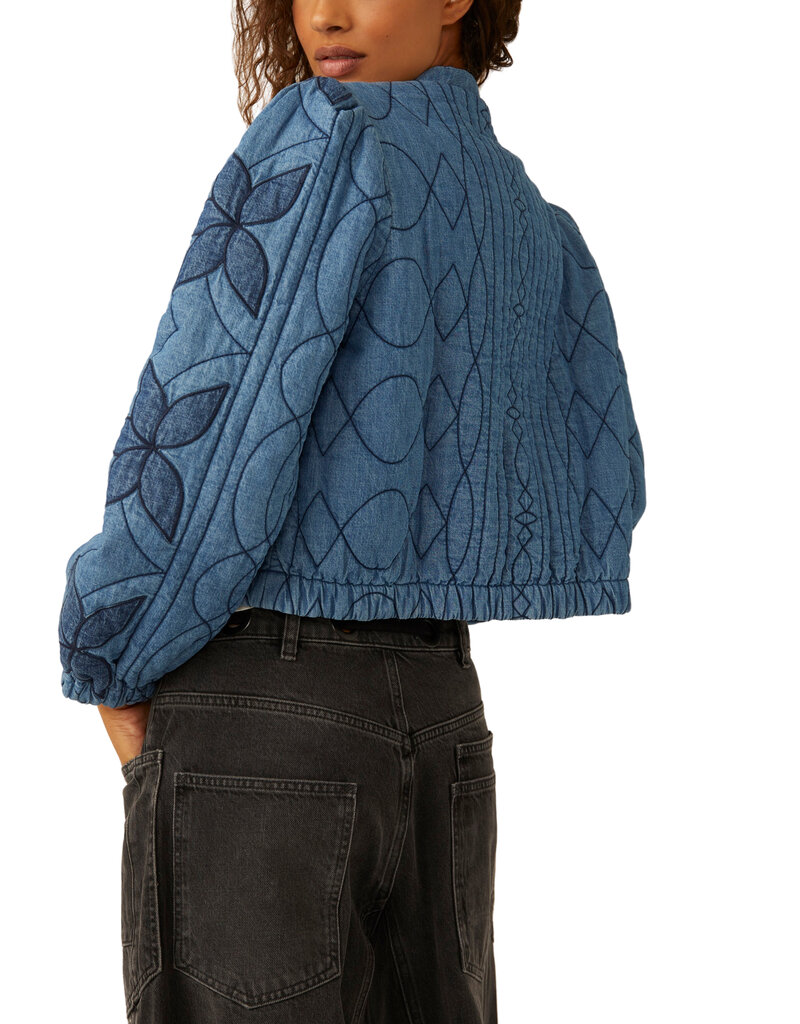 Free People Quinn Quilted Jacket - Indigo Combo