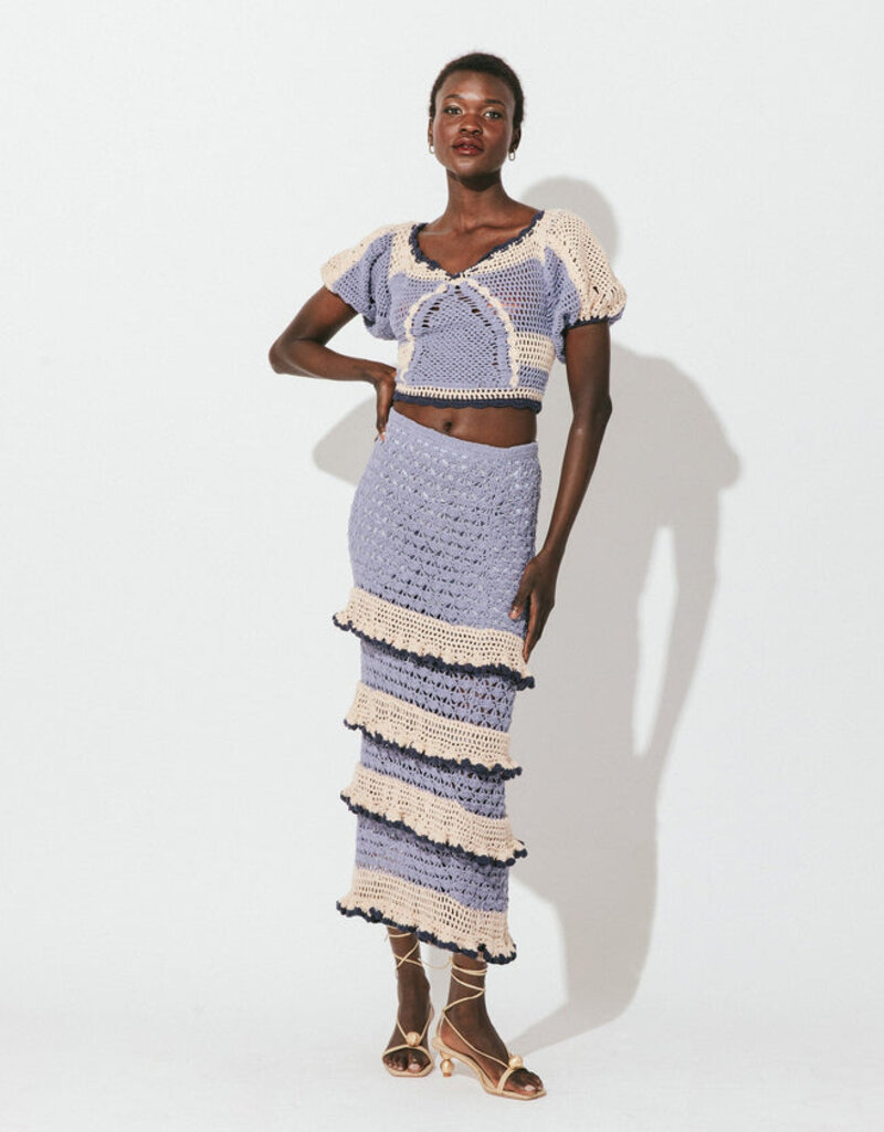 Cleobella Serena Crochet Ankle Skirt - Blue Multi