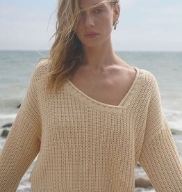 LNA Angle V Neck Sweater - Natural