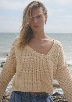 LNA Angle V Neck Sweater - Natural