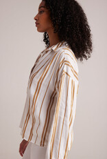 Bella Dahl Shirred Shoulder Pullover - Redwood Stripe