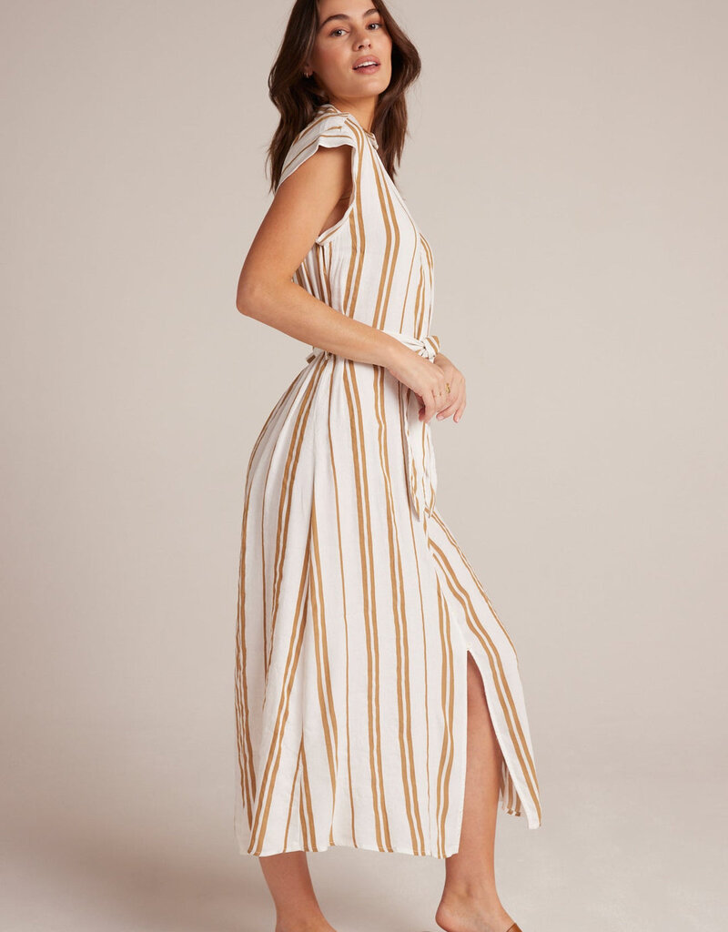 Bella Dahl Short Sleeve Belted Dress - Redwood Stripe