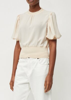 French Connection Jenna Mix Knit Top - Classic Cream