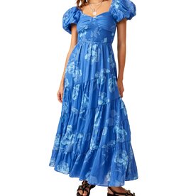 Free People Sundrenched Short-Sleeve Maxi Dress - Sapphire Combo