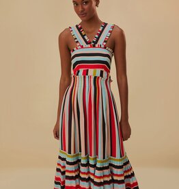 Farm Rio Color Stripes Sleeveless Maxi Dress