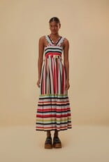 Farm Rio Color Stripes Sleeveless Maxi Dress