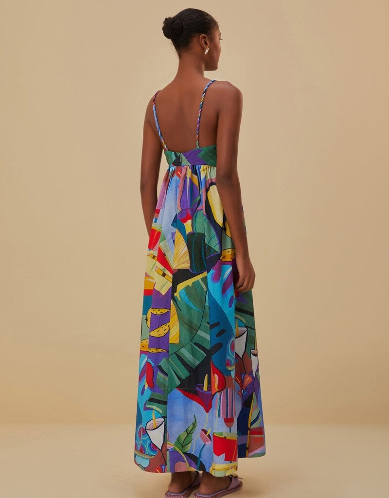 Farm Rio Tropical Scenario Sleeveless Maxi Dress