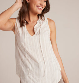 Bella Dahl Sleeveless Shirred Pullover - White Sand Stripe