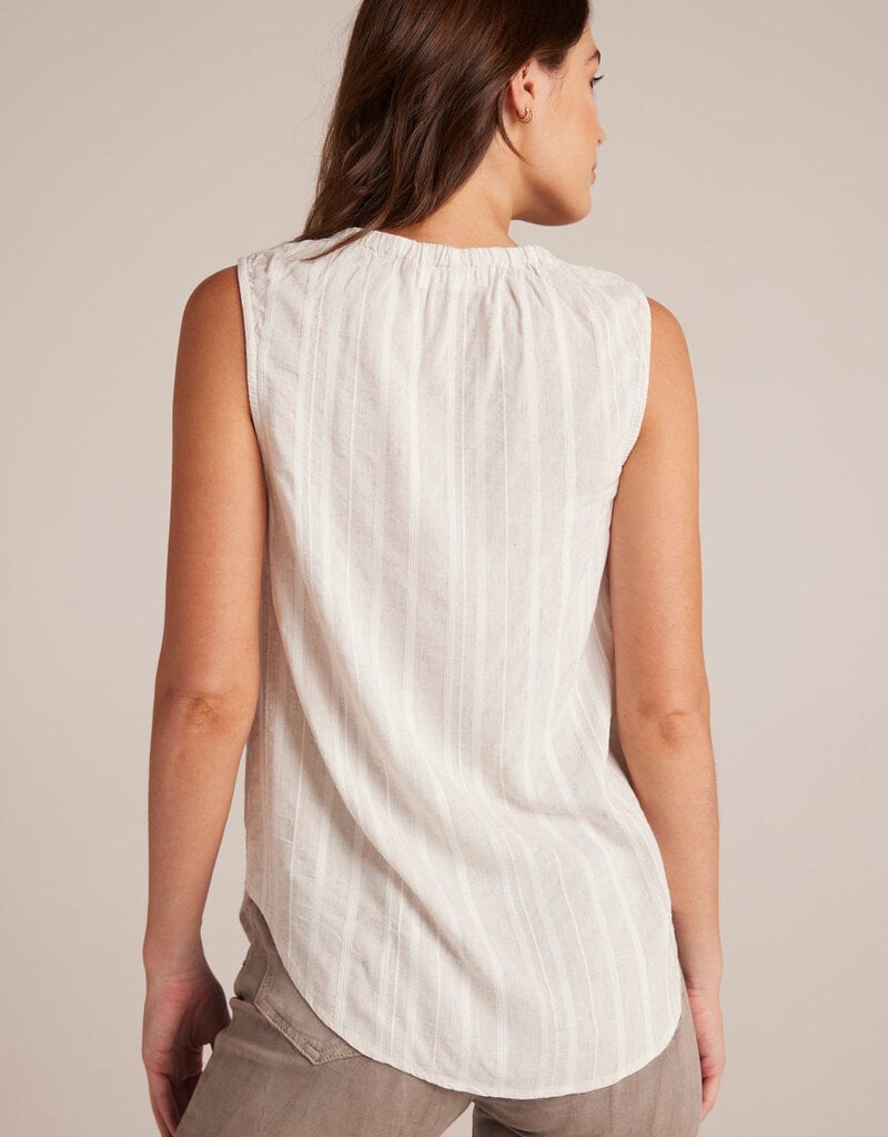 Bella Dahl Sleeveless Shirred Pullover - White Sand Stripe