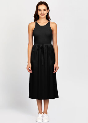 525 Deanna Mixed Media Midi Dress - Black