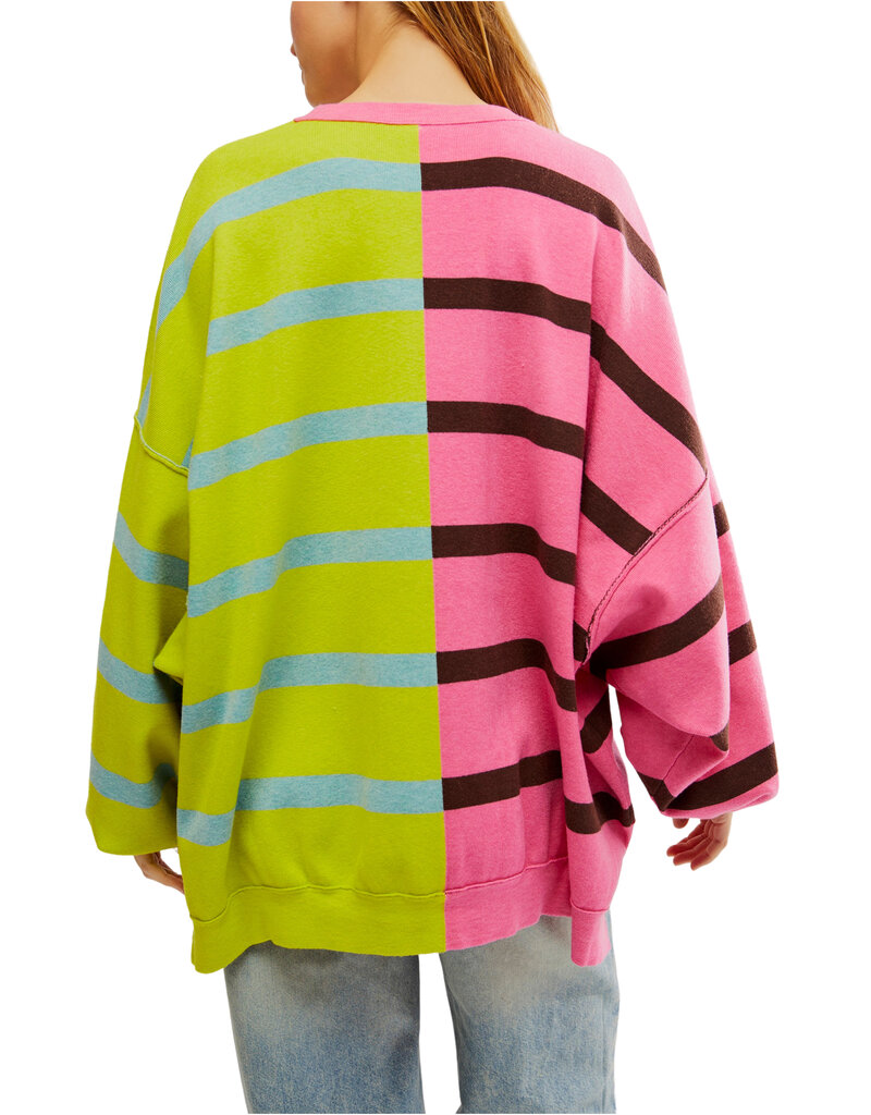 Free People Uptown Stripe Pullover - Aurora Lime Combo