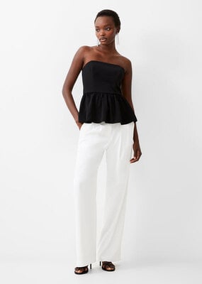 French Connection Harry Suiting Strapless Peplum Top - Blackout