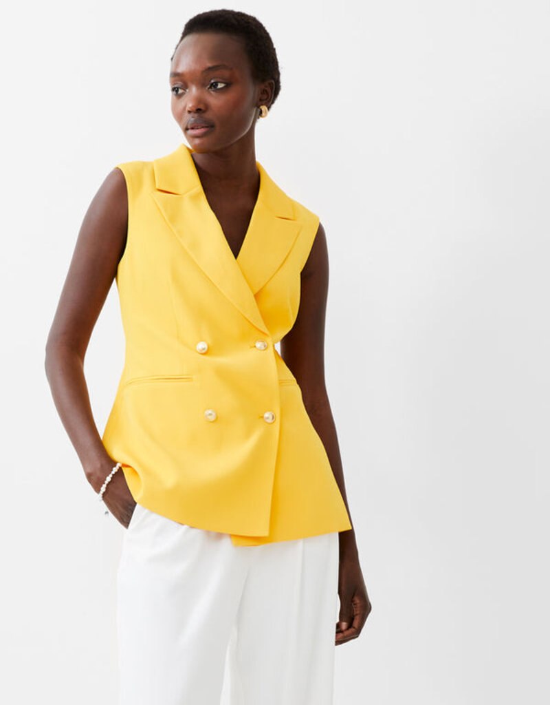 French Connection Harry Double Breasted Waistcoat - Banana