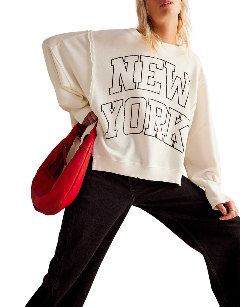Free People Graphic Camden Pullover - Cloud Combo New York