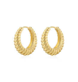 LUV AJ Ridged Marbella Hoops - Gold