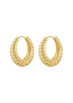 LUV AJ Ridged Marbella Hoops - Gold