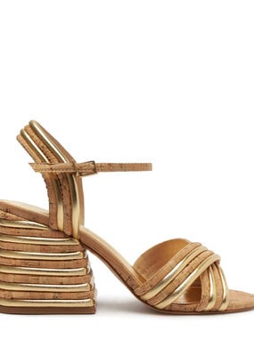 Schutz Latifah Cork Sandal - Ouro Claro/Natural