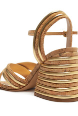 Schutz Latifah Cork Sandal - Ouro Claro/Natural