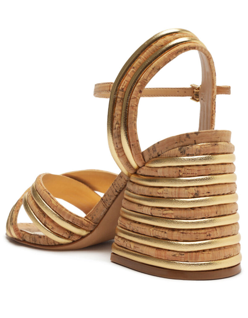 Schutz Latifah Cork Sandal - Ouro Claro/Natural