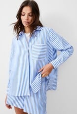 French Connection Thick Stripe Relaxed Pop Over - Blue-Linen White