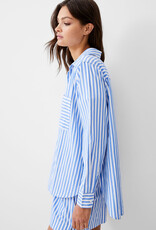 French Connection Thick Stripe Relaxed Pop Over - Blue-Linen White