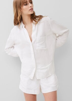 French Connection Birdie Linen Boyfriend Shirt - Linen White