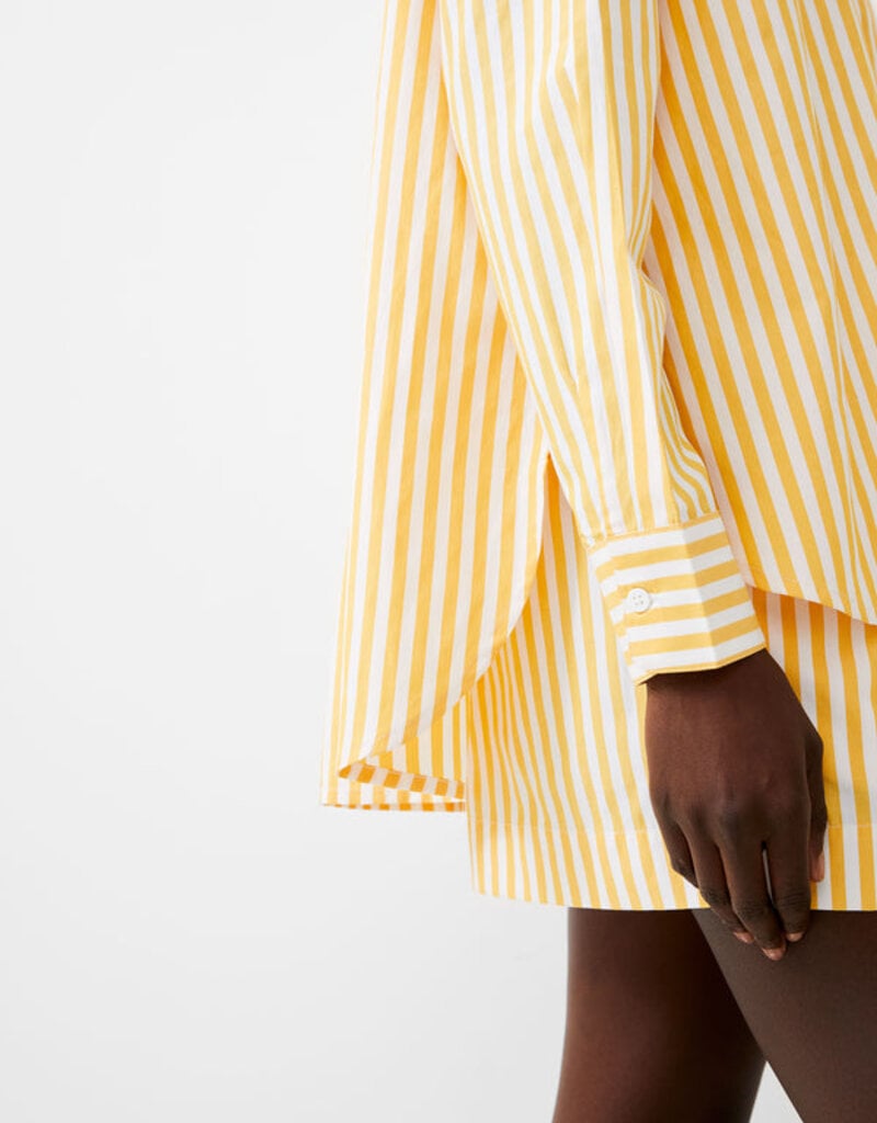 French Connection Thick Stripe Relaxed Pop Over - Banana/Linen White