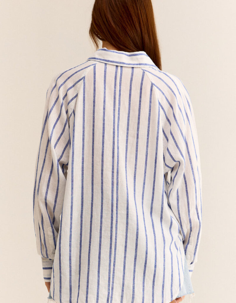 Z Supply Perfect Linen Stripe Top - Palace Blue