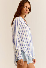 Z Supply Perfect Linen Stripe Top - Palace Blue