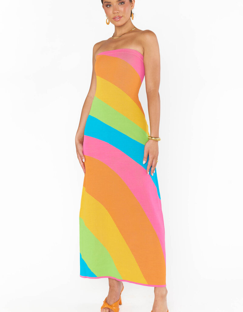 Show Me Your Mumu Island Nights Tube Dress - Salty Rainbow Stripe Knit