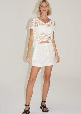 LNA Mia Linen Mini Skirt - White