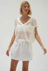 LNA Mia Linen Mini Skirt - White