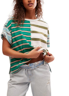 Free People We The Free Get Real Tee - Green Combo