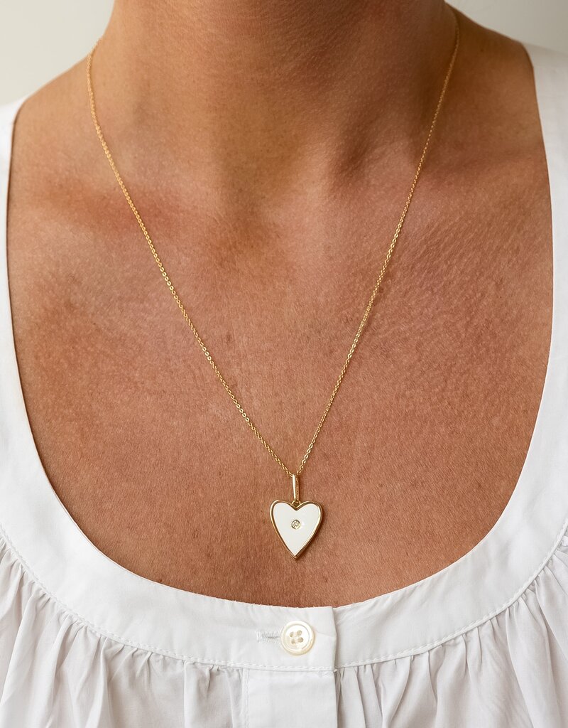 Thatch Amaya Heart White Enamel Necklace - Gold