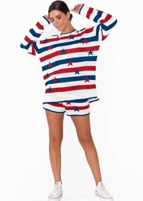Show Me Your Mumu Boardwalk Shorts - Star Spangled Stripe Knit
