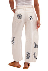 Free People  We The Free Good Luck Soutache Barrel Jeans - Ivory Combo