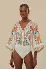 Farm Rio Insects Floral Bodysuit - Off-White