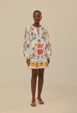 Farm Rio Floral Insects Mini Dress - Off-White