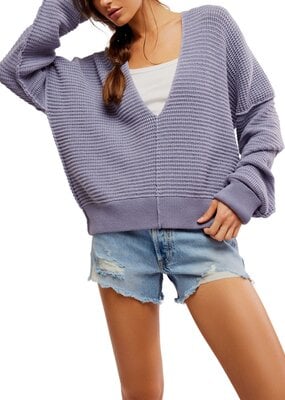 Free People WTF Into You Pullover - Blue Granite