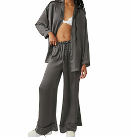 Free People Dreamy Days Solid PJ Set - Washed Black